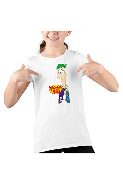 OEM Tricou Copii Fete Phineas si Ferb Skateboard