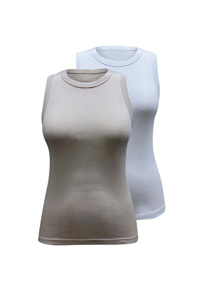 WESTMARK LONDON 2'li Beyaz Pastel Somon Bisiklet Yaka Pamuklu Kısa Kollu Kadı...