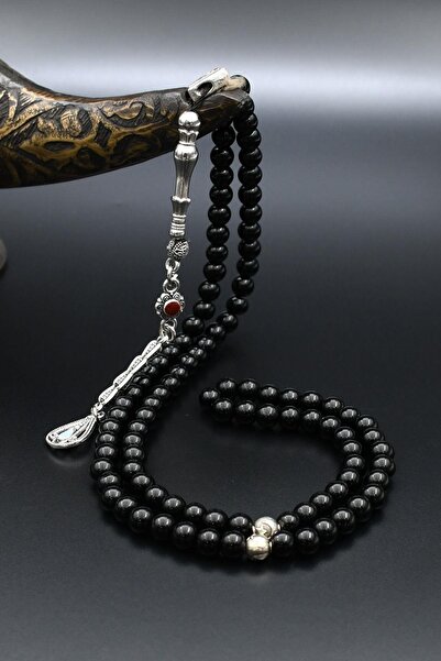 Prestige Natural Onyx Stone 99 Prayer Beads with Metal Tassel 6mm Sphere Cut 902261