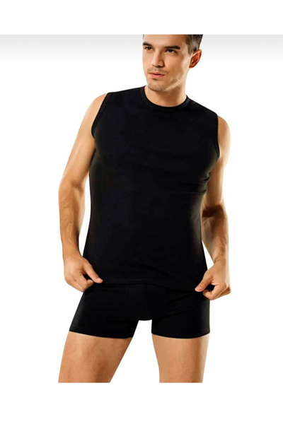 Namaldı Ri̇bana Fabric Zero Sleeve Zero Neck Cotton Men's T-Shirt 6 Pieces