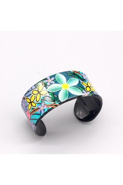 Pursehuit Brățară neagră, cu model floral, Addison C1