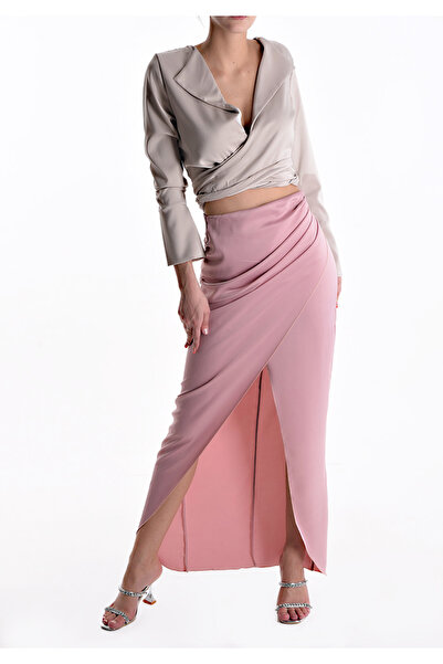 OEM Satin skirt with pleats and back zipper