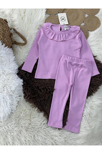 babymoon kids Crew Neck Ruffled Ribbed Soft Fabric Elastic Waist Baby 2-Piece Set