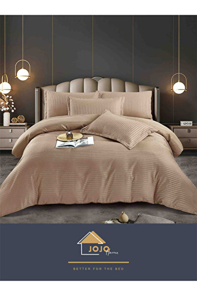 JOJO HOME Lenjerie pat dublu, damasc finetat Deluxe, 6 piese, cearceaf pat cu...