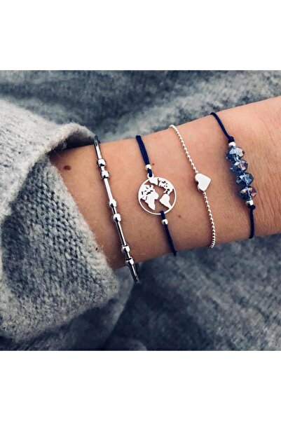 Pursehuit Set de 4 brățări argintii, cu glob, Trudie C1