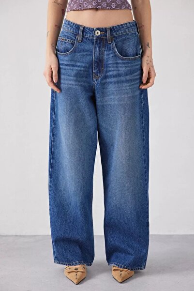 september island Mid Indigo Medium Navy Blue Colored Baggy Jeans