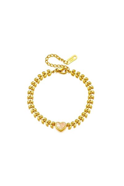 Pursehuit Brățară aurie, din oțel inoxidabil, suflată cu aur de 18k, cu inimă...