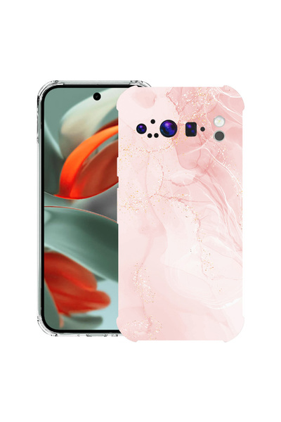 bestcase Carcasă spate antișoc pentru Google Pixel 9 Pro XL, roz pastel marmo...