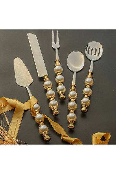 hediye Esterhomedecor 5-Piece Pearl Model Serving Spoon Set
