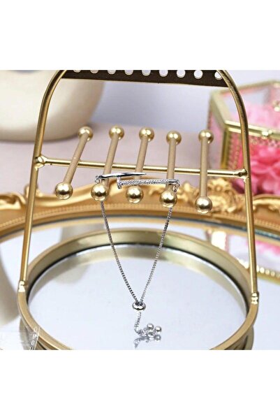 Pursehuit Brățară de culoare argintie, suflată în aur de 14k, formă de cui, c...