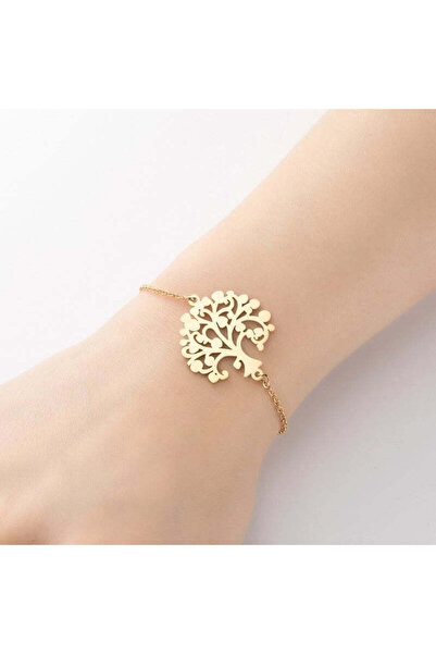 Pursehuit Brățară aurie, din oțel inoxidabil, suflată cu aur de 18k, cu pomul...