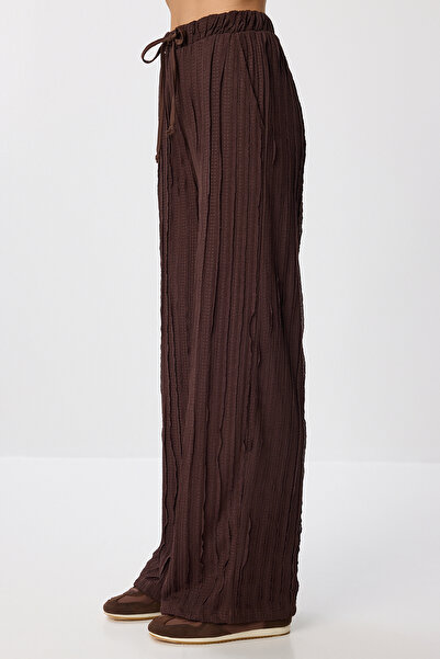 Lovelyİstanbul Dokulu Alt-Üst Örme Takım LAN0067 KAHVERENGİ