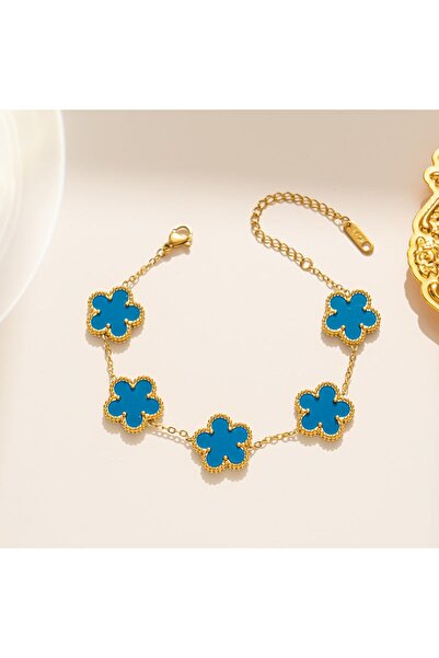 Pursehuit Brățară aurie, din oțel inoxidabil, suflată cu aur de 18k, cu flori...