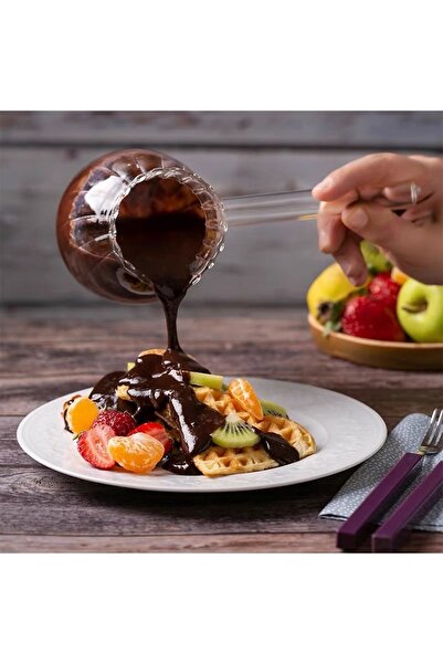 teknotrust Isıya Dayanıklı Cam Cezve Şeritli Beyaz, şık ve dayanıklı mutfak gereci