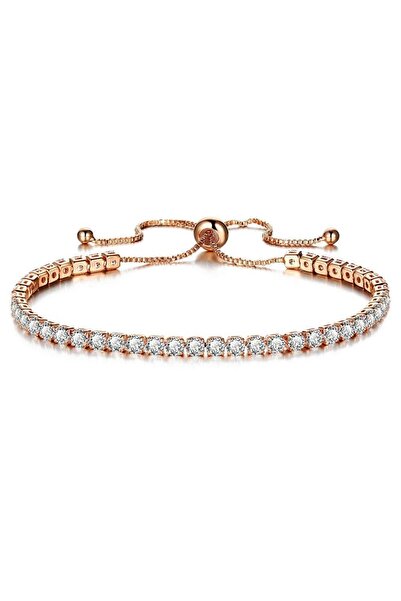 Pursehuit Brățară tenis, de culoare auriu-roz, cu pietre, Genia C1