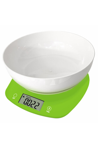 rosberg Kitchen scale with bowl R51651Q, Up to 5 kg, 2 x AAA, LED display, Green