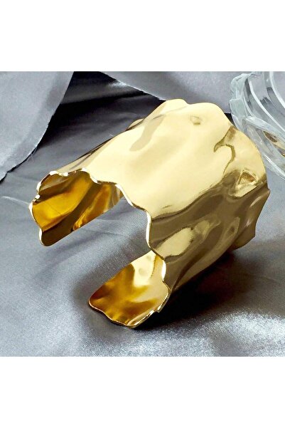 Pursehuit Brățară aurie, reglabilă, lată, textură ondulată, Roe C9