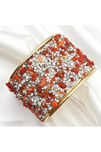 Pursehuit Χρυσό βραχιόλι, ρυθμιζόμενο, με κόκκινες παγιέτες, Anabel C1