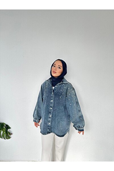 tummabutik Taşlı Oversizse Kot Ceket