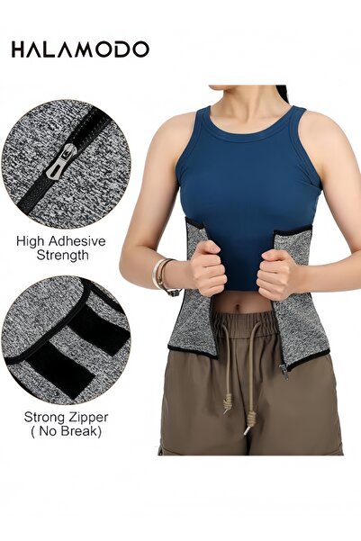 HALAMODO Waist Trainer for Women, Workout Plus Size Trimmer Belt Sauna Sweat Corset Cincher with Zipper
