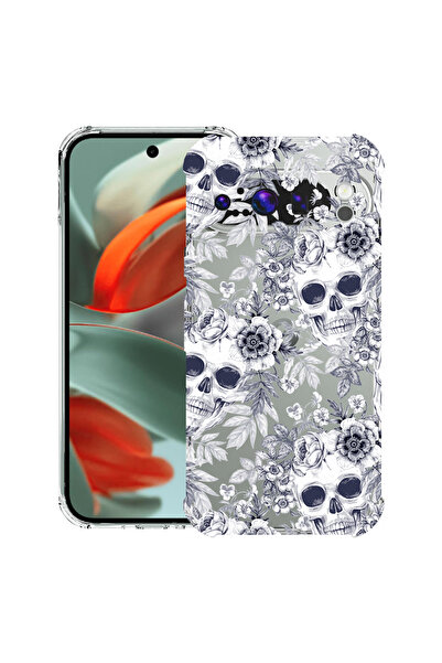 bestcase Carcasă spate antișoc pentru Google Pixel 9 Pro XL, model craniu alb...