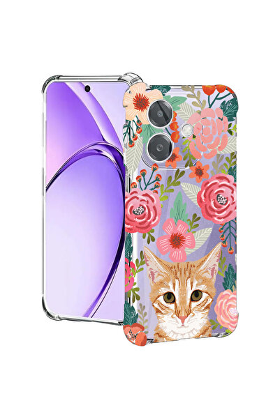 bestcase Carcasă spate antișoc pentru Oppo A60 5G / A40 / A40M, pisică și flo...