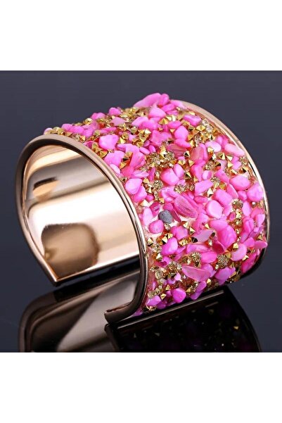 Pursehuit Brățară aurie, reglabilă, cu pietre roz, Maz C1