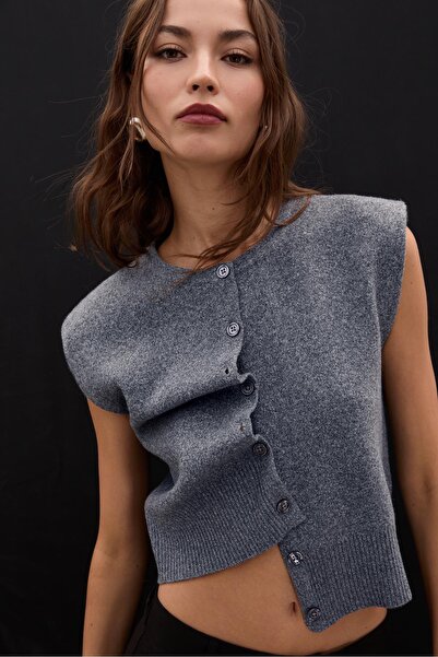 Stradivarius Knit vest with padded shoulders