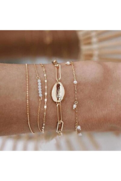 Pursehuit Σετ 5 χρυσών βραχιολιών με χάντρες, Jehan C6