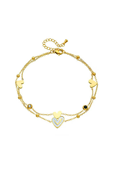 Pursehuit Brățară de gleznă aurie din oțel inoxidabil, suflată cu aur de 18k,...