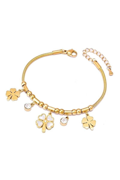 Pursehuit Brățară aurie, din oțel inoxidabil, suflată cu aur de 18k, cu trifo...