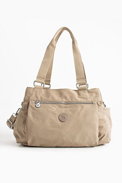 Sanmorris Multi-Pocket Women's Shoulder Bag Medium Size Daily Hv7001 Beige