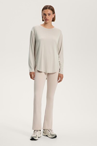 Oysho Long sleeve T-shirt with back pleat in a modal blend