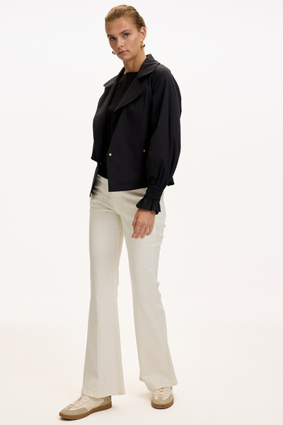 Exquise Shirt Collar Raglan Sleeve Regular Lined Cotton Jacket