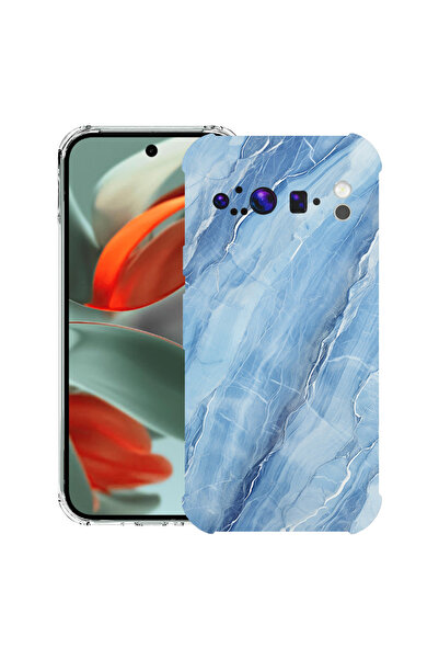 bestcase Carcasă spate antișoc pentru Google Pixel 9 Pro XL, albastru marmora...