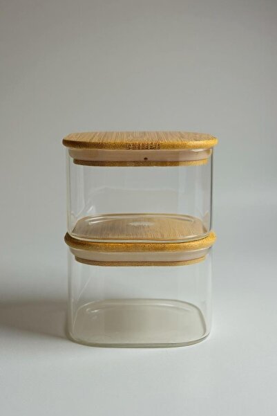 Kitchen Way 2'li Bambu Conta Kapaklı Kavanoz