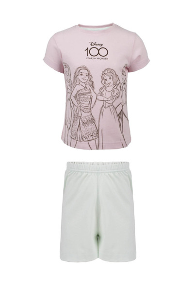 Disney Pijama copii cu maneca scurta, multicolor, 100% bumbac, Princess,