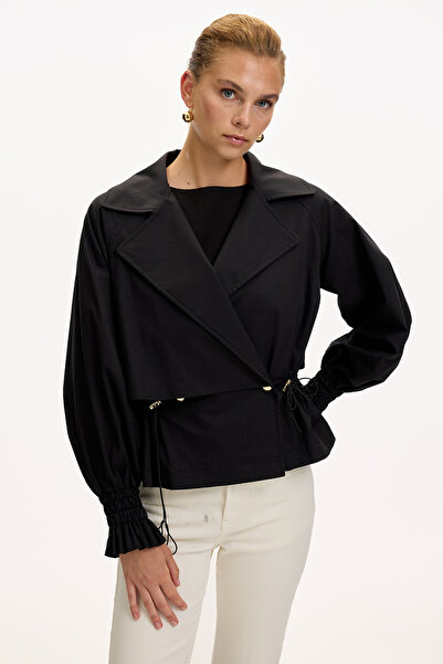 Exquise Shirt Collar Raglan Sleeve Regular Lined Cotton Jacket