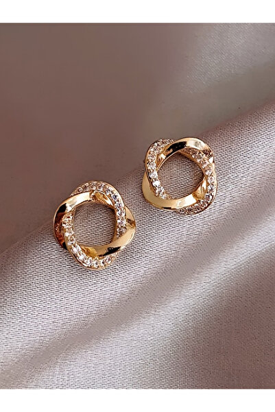 Take Two By Styli Embellished Twist Circle Earrings