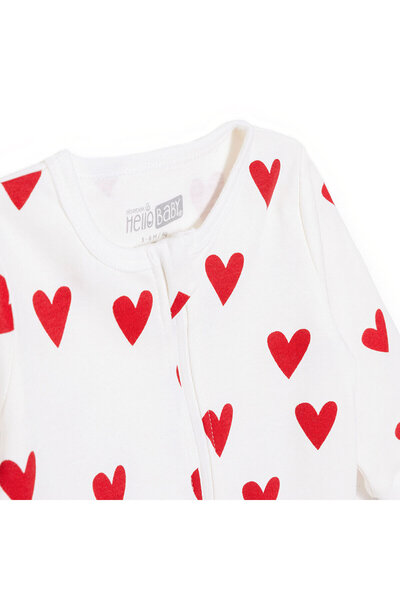 ebebek Hello Baby HelloBaby Kız Bebek Patiksiz Tulum Fermuarlı Bisiklet Yaka Uzun Kol Ribanalı Paça