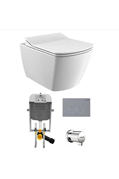 Creavit Elegant Rim-off Asma Klozet + Yavaş Kapanır Kapak + Gömme Rezervuar Set