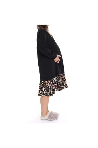 ebebek Baby Mom baby mom Anne Hamile Elbise Bisiklet Yaka Uzun Kol Reçme Paça