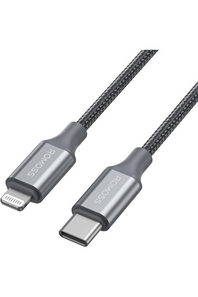 Romoss USB-C TO LIGHTNING 3A DATA CHARGING NYLON BRAIDED CABLE 1M GRAY