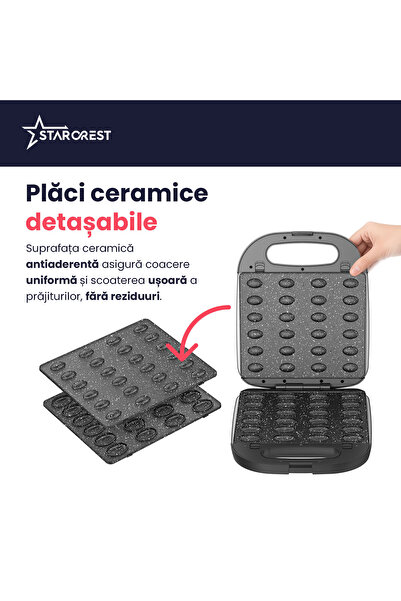 STARCREST Nut molder SNM-6024DX, 24 molds, 1400W, Removable ceramic plates, Black