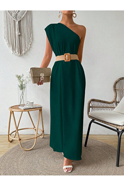 Take Two By Styli Solid One Shoulder Maxi Dress