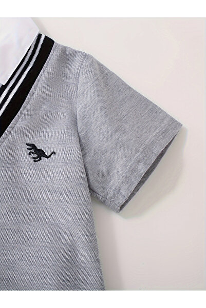 Take Two By Styli Boys Grey Collared 2in1 Style Shirt