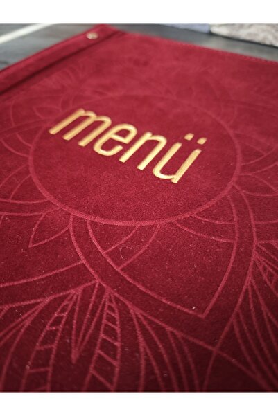 ankara menü A4 Velvet Menu Holder Nubuck Red Gilded