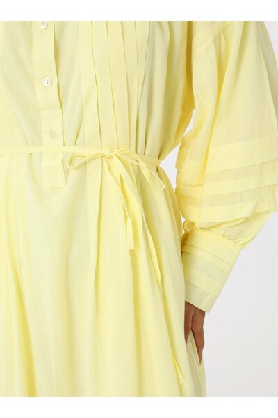 MRS. POLEEN Balloon Sleeve Tiered Hijab Dress - Yellow - Mrs Poleen