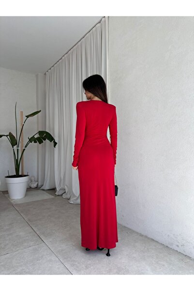 Mooi Butik EDERSON Maxi Elbise 8208 - Kırmızı