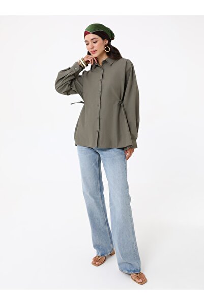 MRS. POLEEN Tunic with Side Ties - Khaki - Mrs Poleen